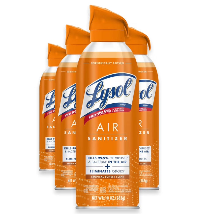 Lysol Air Sanitizer & Odor Eliminator Aerosol Spray Tropical Sunset 10 oz - 4 Pack