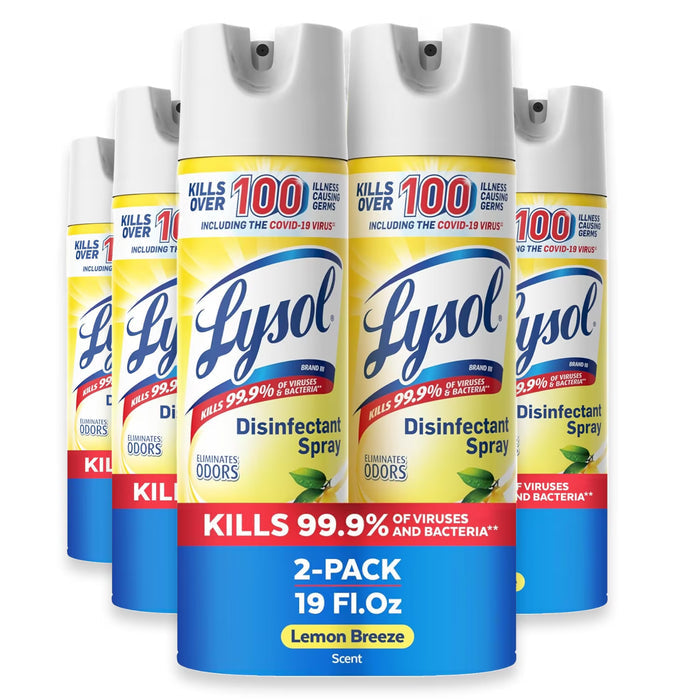 Lysol Lemon Breeze Disinfectant Spray 19 oz - 2 Ct - 4 Pack