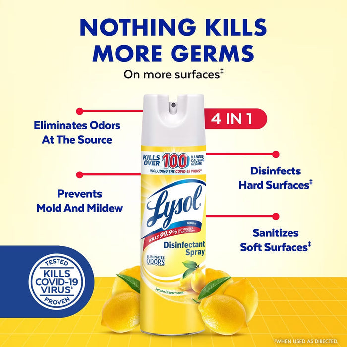 Lysol Lemon Burst Disinfectant Spray - 19 oz - 12 Pack