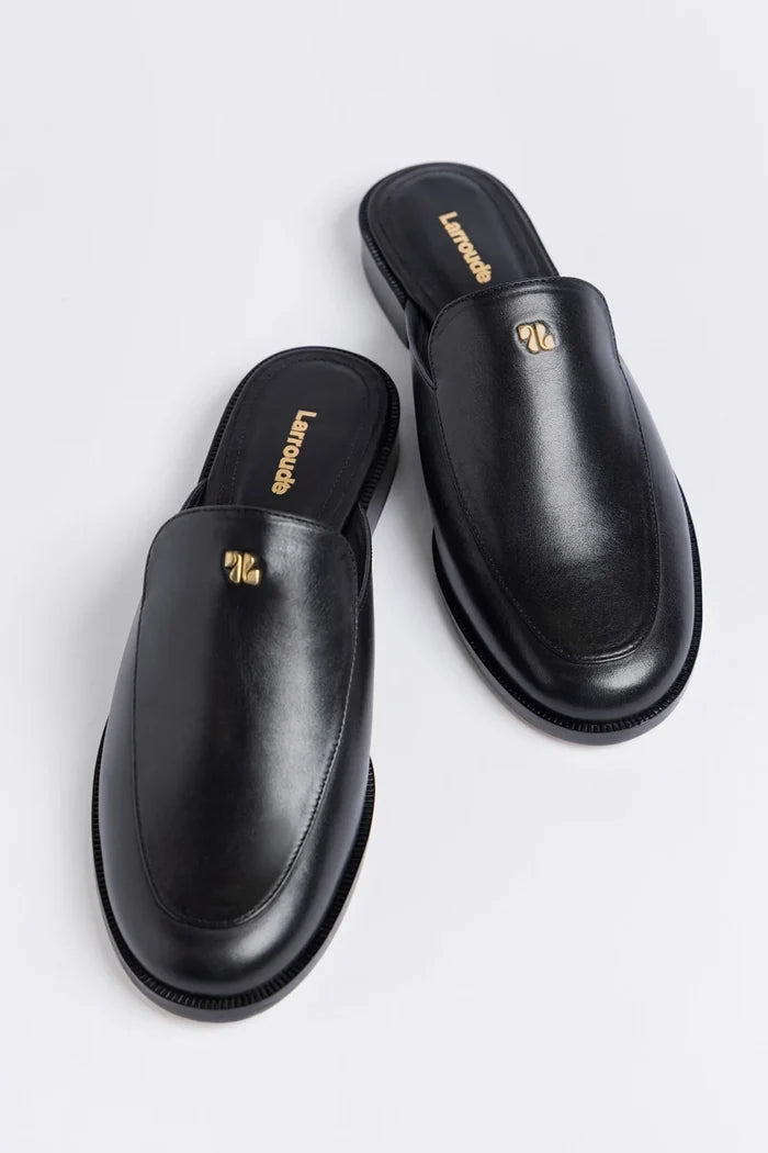 Margaux Mule Black Leather Mule Larroudé