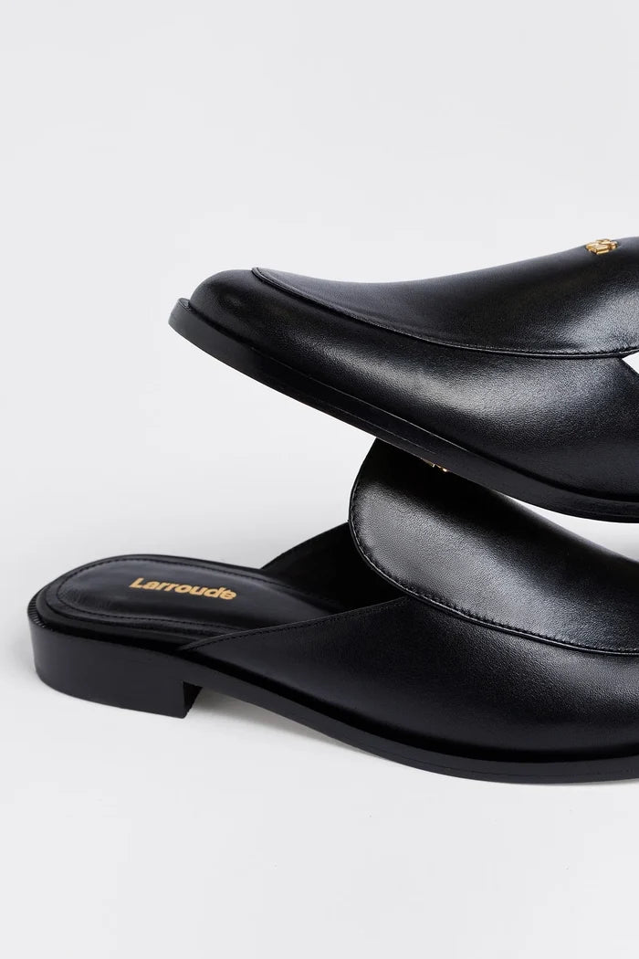 Margaux Mule Black Leather Mule Larroudé