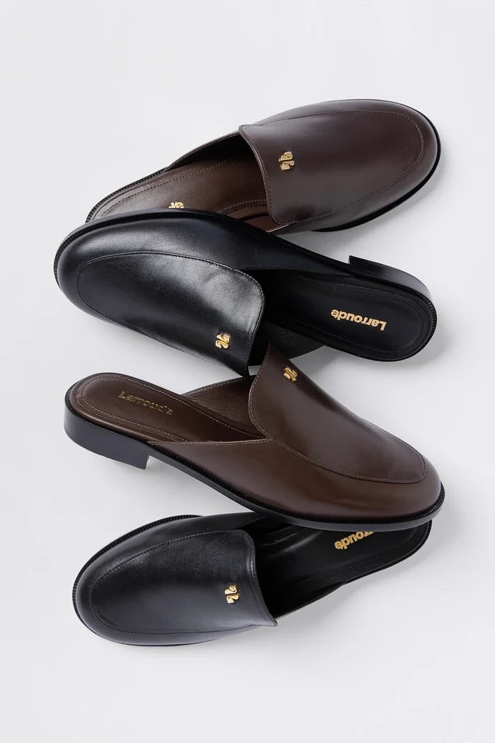 Margaux Mule Black Leather Mule Larroudé