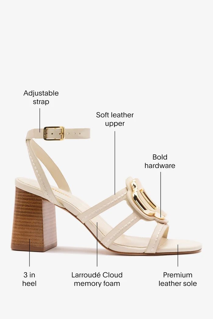 Margherita Block Sandal Ivory Leather Sandal Larroudé