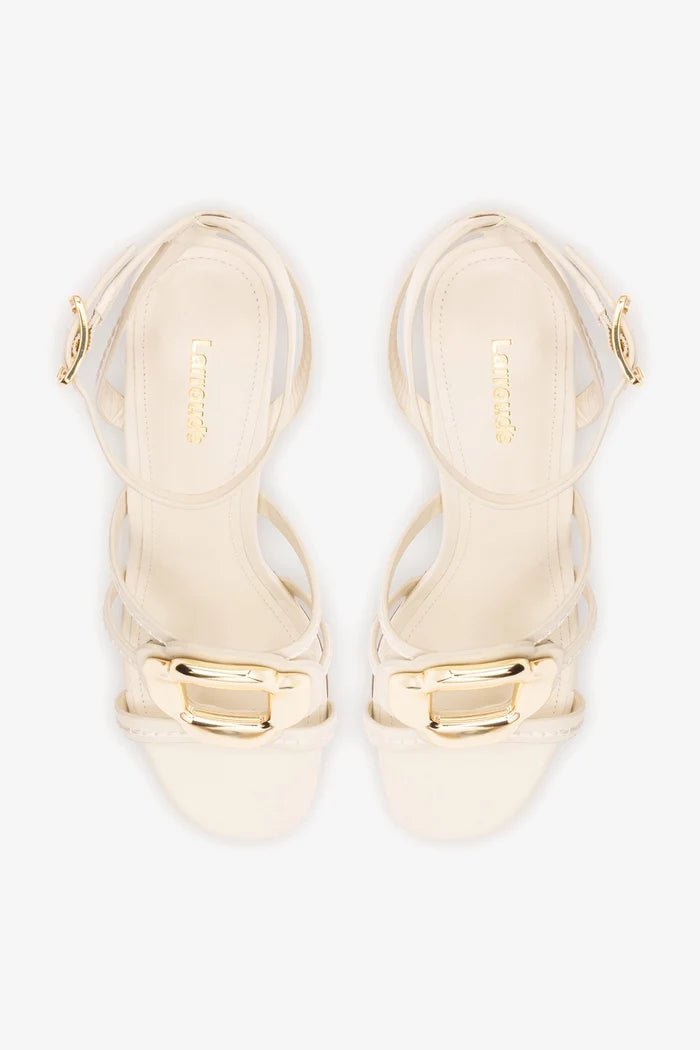 Margherita Block Sandal Ivory Leather Sandal Larroudé