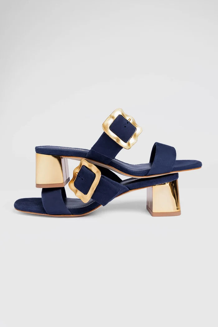 Maria Sandal Navy Suede Mule Larroudé