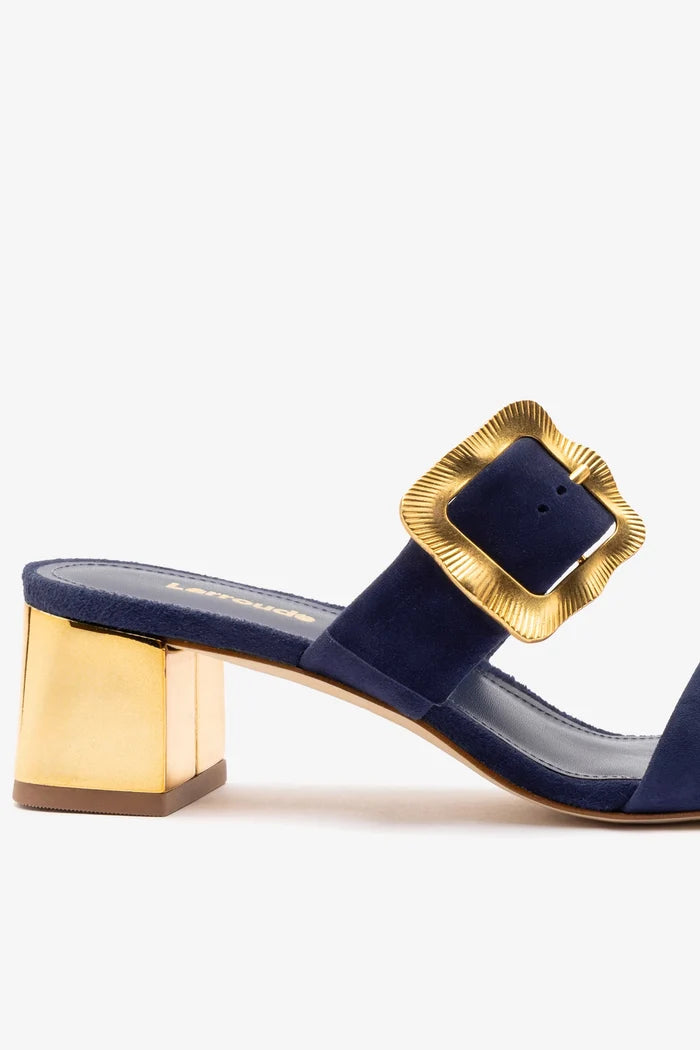 Maria Sandal Navy Suede Mule Larroudé
