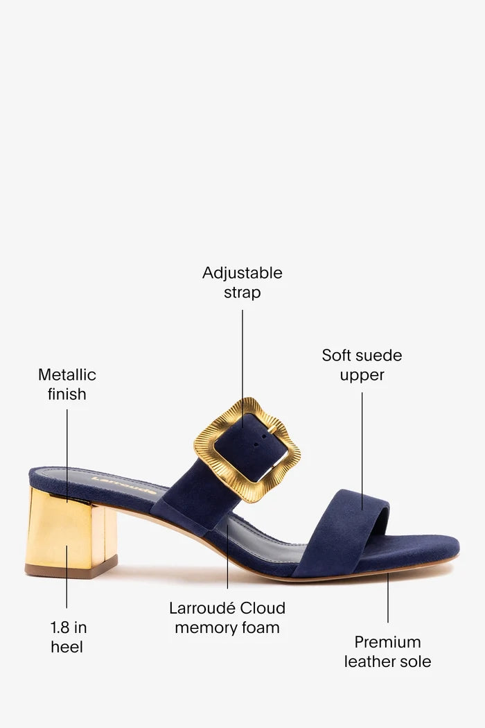 Maria Sandal Navy Suede Mule Larroudé