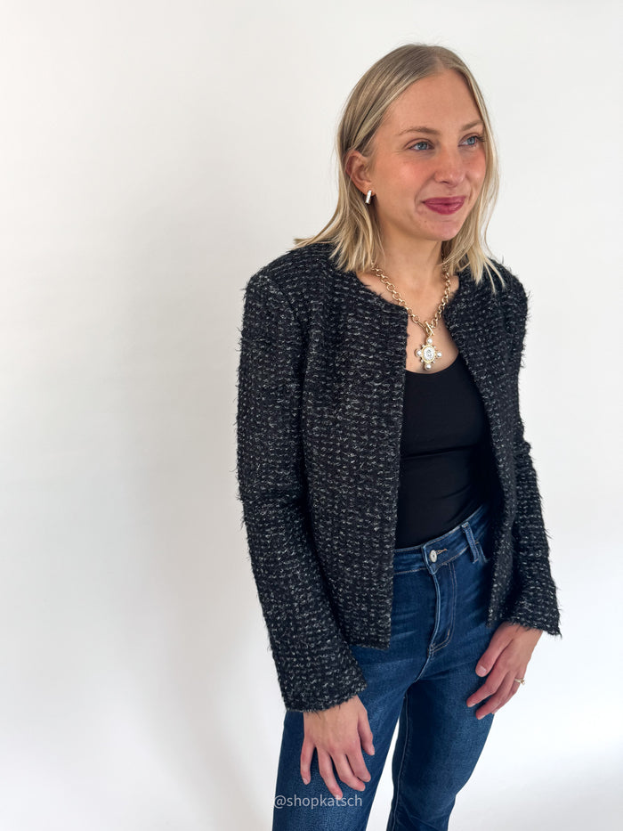 Mariah Black & Silver Elevated Cardigan