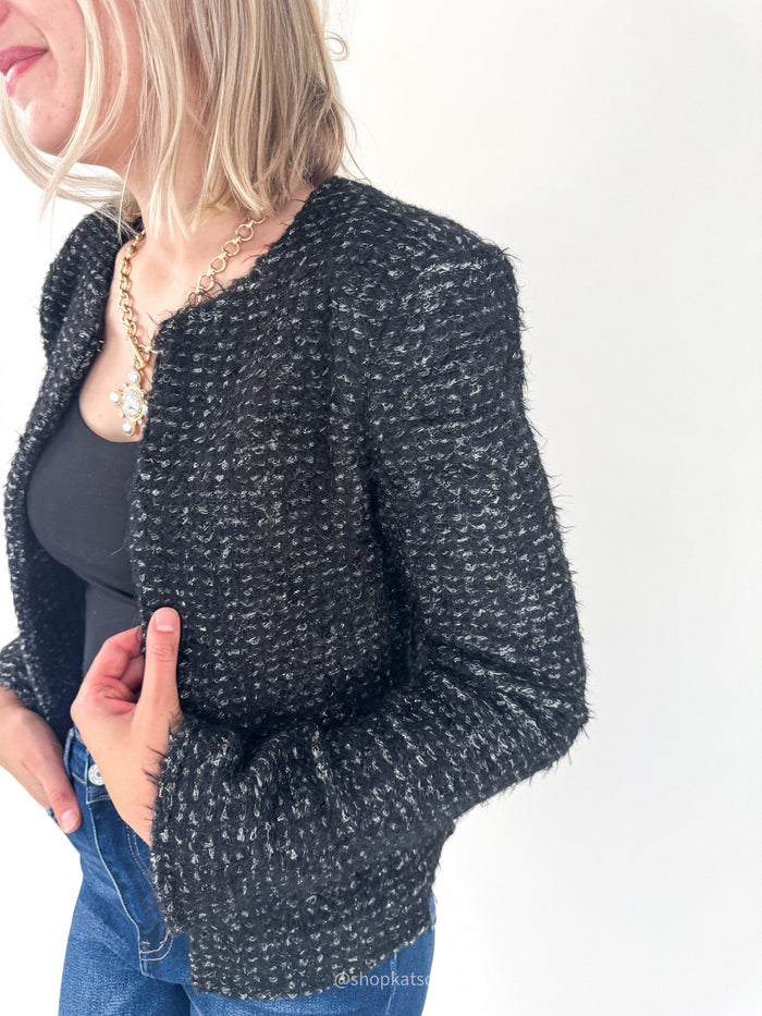 Mariah Black & Silver Elevated Cardigan