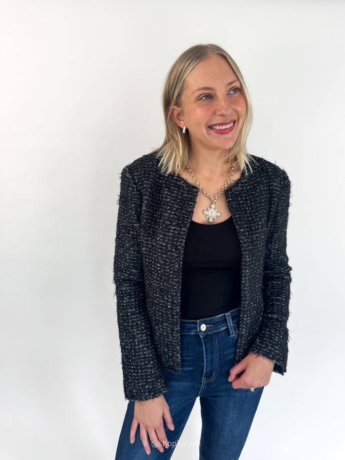 Mariah Black & Silver Elevated Cardigan