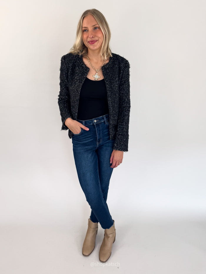 Mariah Black & Silver Elevated Cardigan