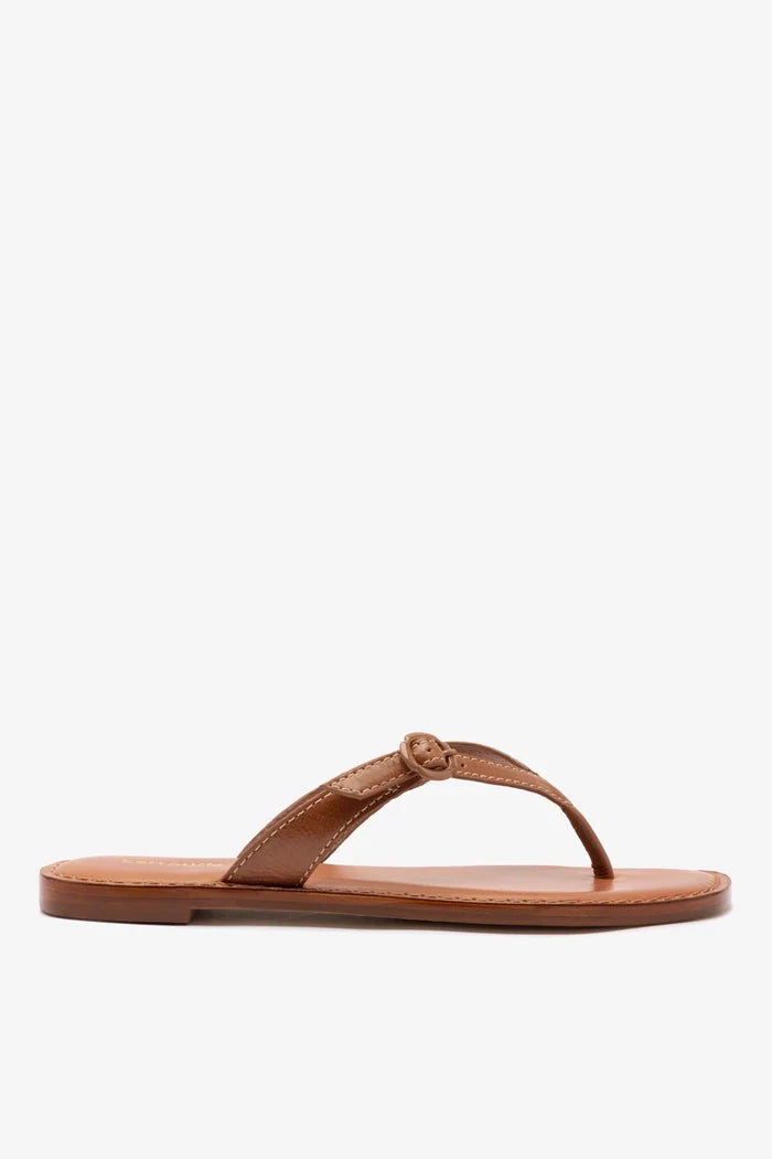 Mary Kate Flat Sandal In Caramel Leather Flat - Sandal Larroudé