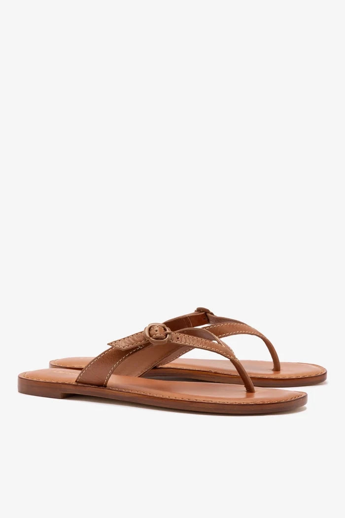 Mary Kate Flat Sandal In Caramel Leather Flat - Sandal Larroudé