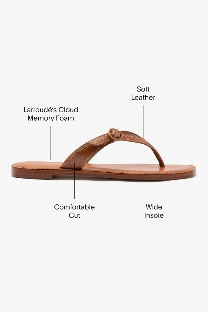 Mary Kate Flat Sandal In Caramel Leather Flat - Sandal Larroudé