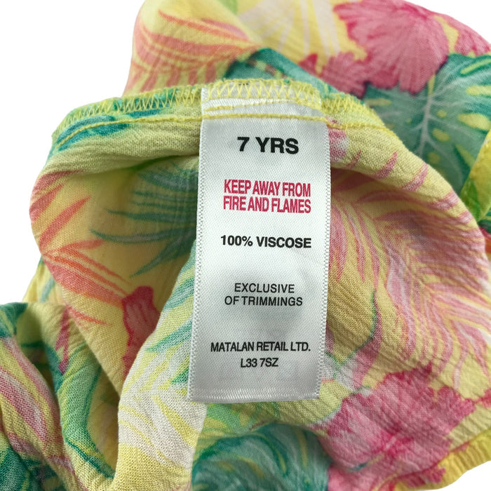 Matalan 7-8 years yellow cropped floral top