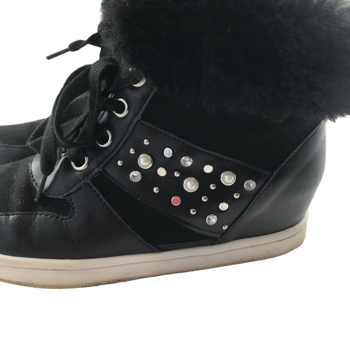 Matalan size UK 2 black wedge trainers