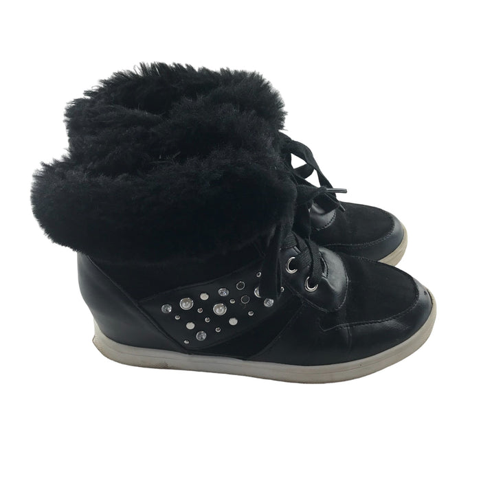 Matalan size UK 2 black wedge trainers