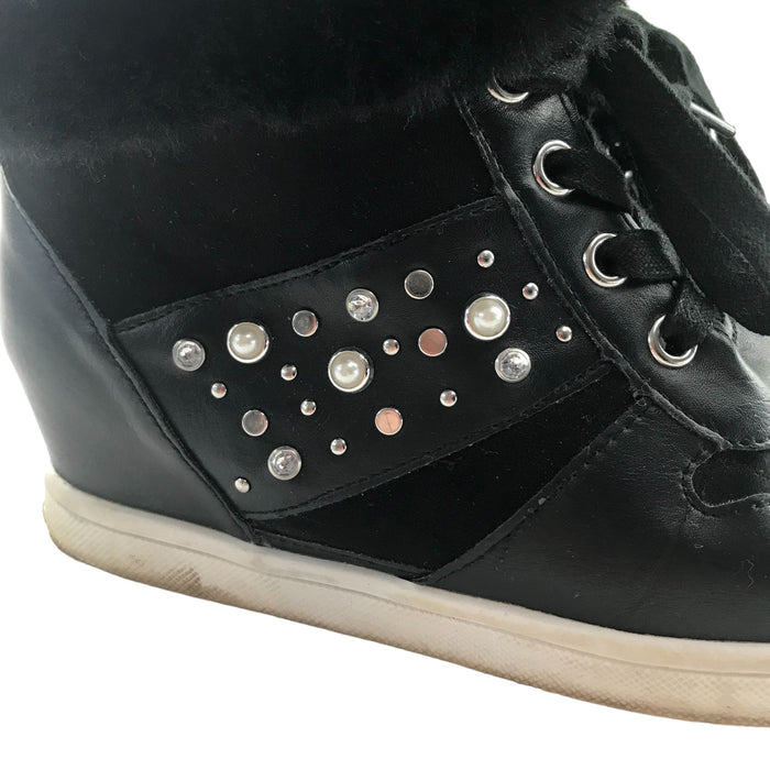 Matalan size UK 2 black wedge trainers