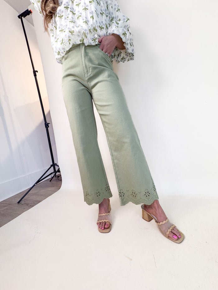 Matcha Lace Trim Bottoms