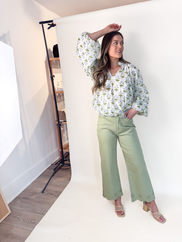 Matcha Lace Trim Bottoms