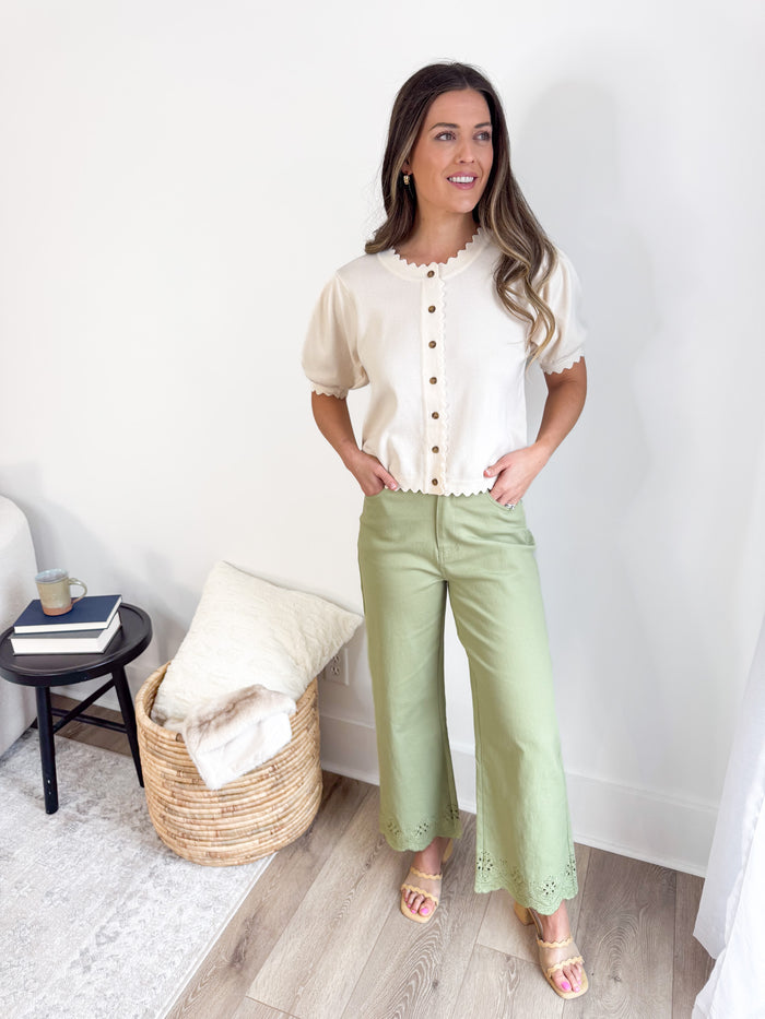 Matcha Lace Trim Bottoms