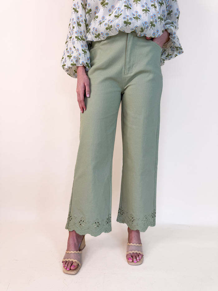 Matcha Lace Trim Bottoms