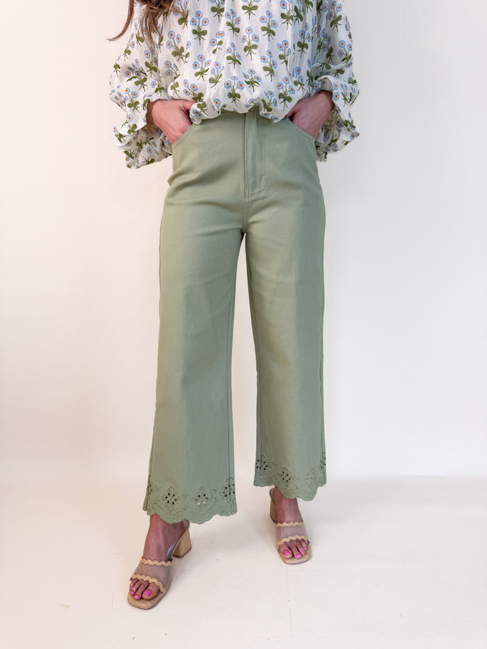 Matcha Lace Trim Bottoms