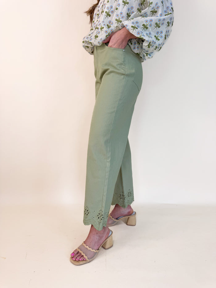 Matcha Lace Trim Bottoms