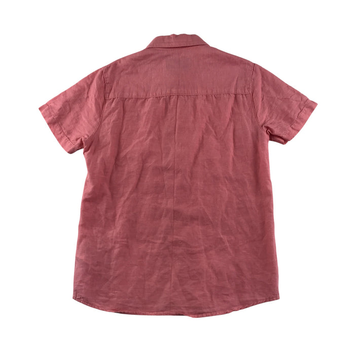 Mayoral 7-8 years pink salmon red with logo cotton linen mix shirt