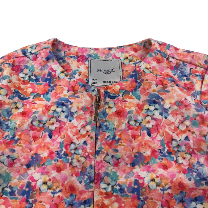 Mayoral 7 years pink floral zipped sweater