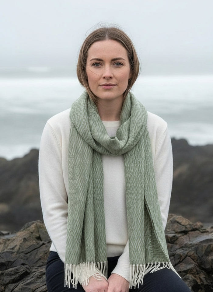 McNutt Spotted Green Lambswool Scarf