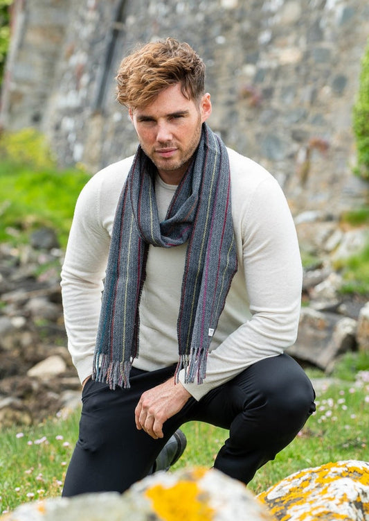 McNutt Charcoal Rainbow Lambswool Scarf