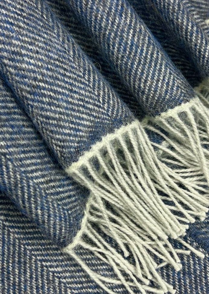 McNutt of Donegal Faded Denim Herringbone Throw