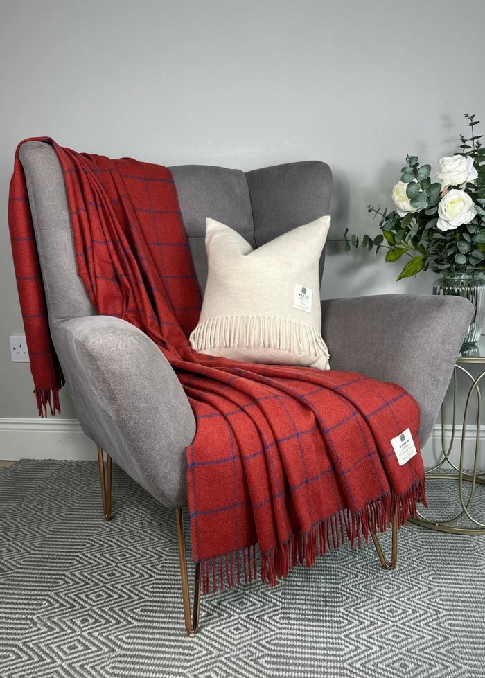 Mcnutt Cashmere & Merino Throw | Paprika Windowpane