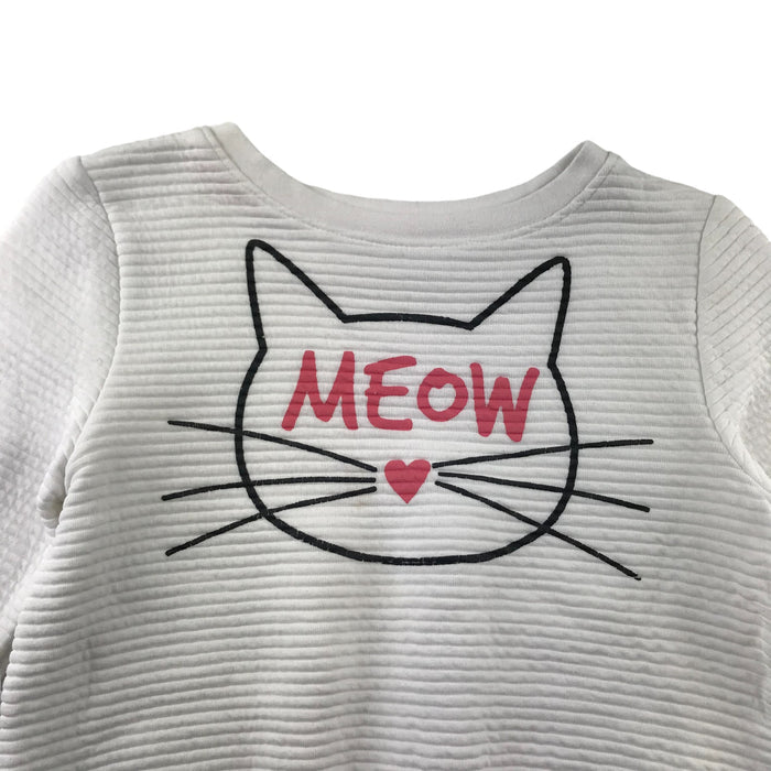 M&Co 5 years white cat striped cotton sweater
