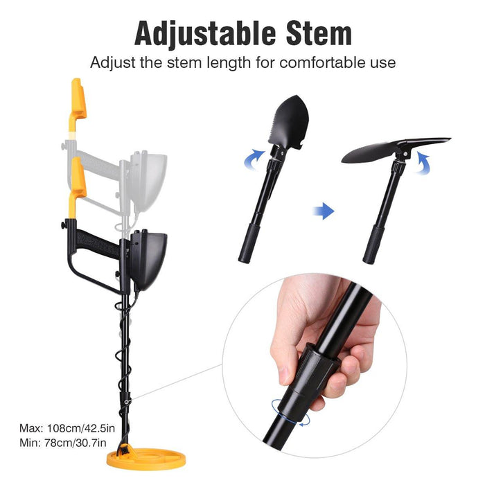 Mega Detector Gold Metal Detector With Shovel + Headphones - Until Times Up
