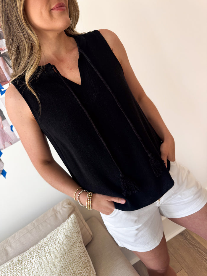 Be Cool Megan Linen Blend V-Neck Tank Top – women's tank top