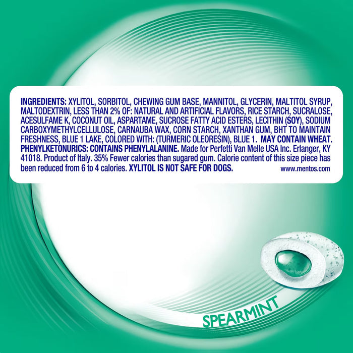 Mentos Pure Fresh Sugar-Free Chewing Gum, Spearmint - 50 pcs - 6 Pack