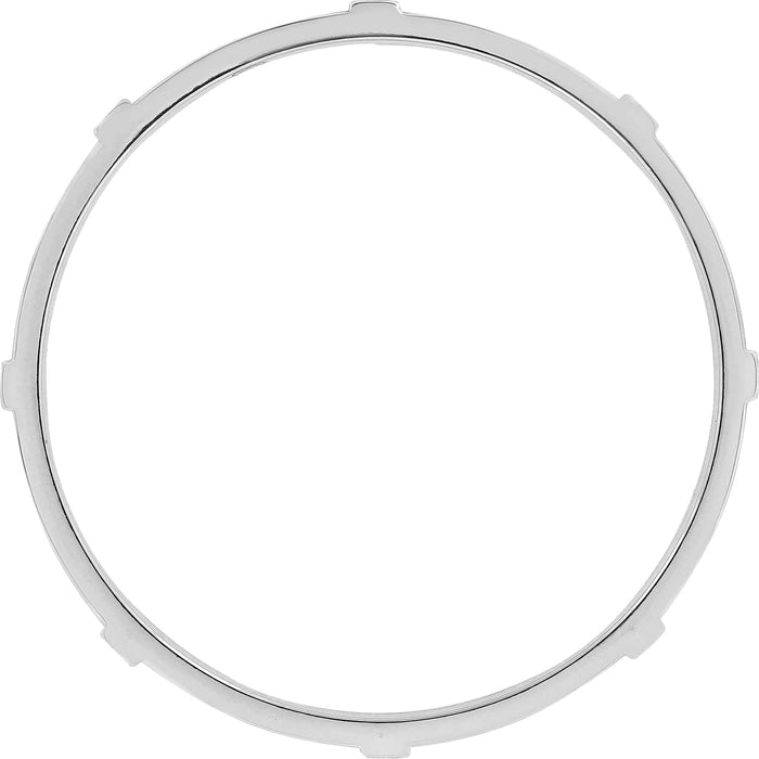 Brighton silver-plated circular ring component with notched tab edges and polished smooth finish on a white background