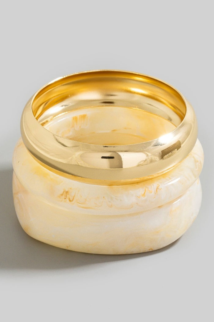 Metallic And Marble Resin Bangle Bracelet Set