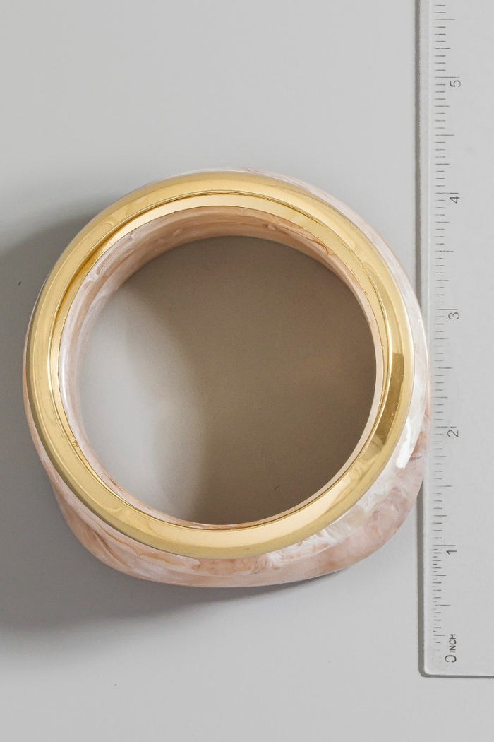Metallic And Marble Resin Bangle Bracelet Set