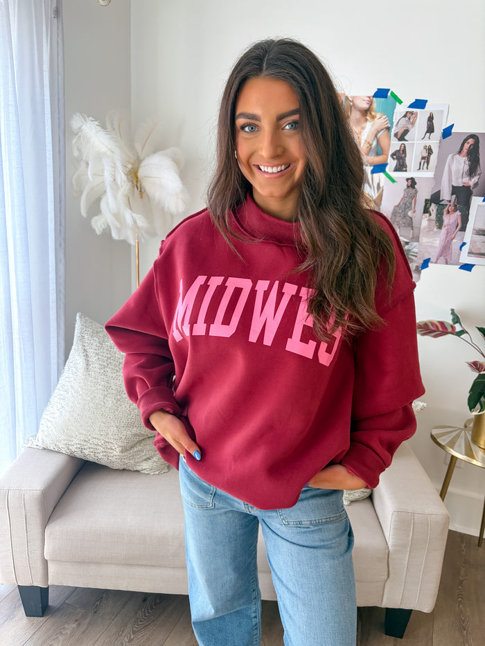 Bucketlist Midwest Cranberry Reversible Mock Neck – women's sweatshirt