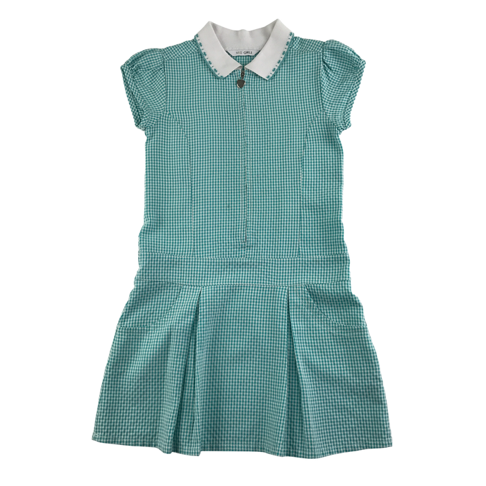 Mint gingham with zipper girls school summer dress