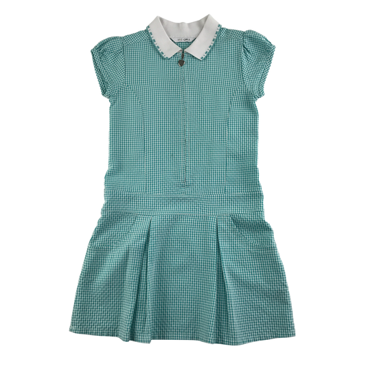 Mint gingham with zipper girls school summer dress