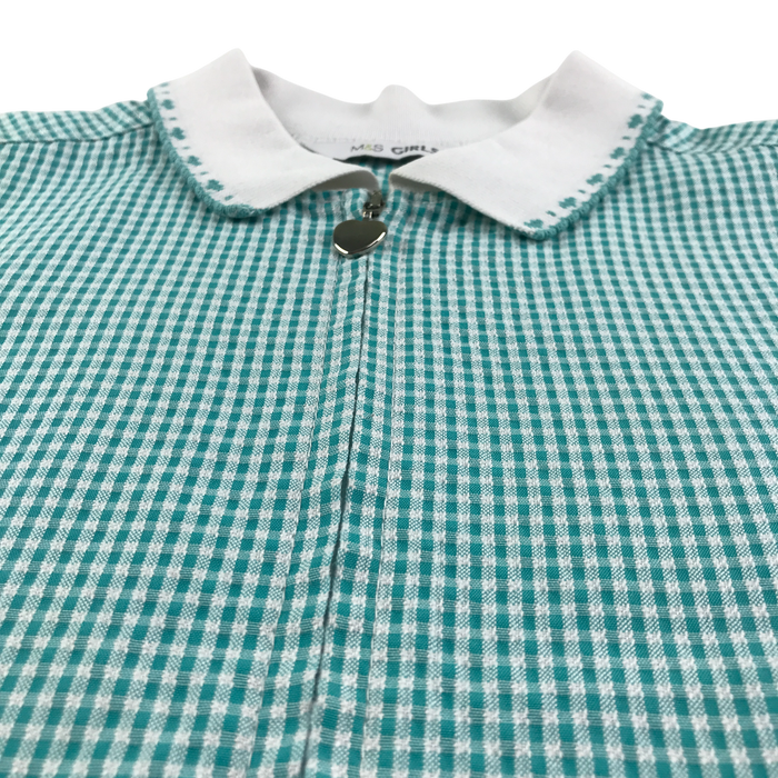 Mint gingham with zipper girls school summer dress
