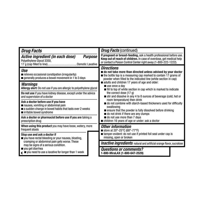 MiraLAX Unflavored Laxative Powder 8.3 oz - 14 Dose - 12 Pack