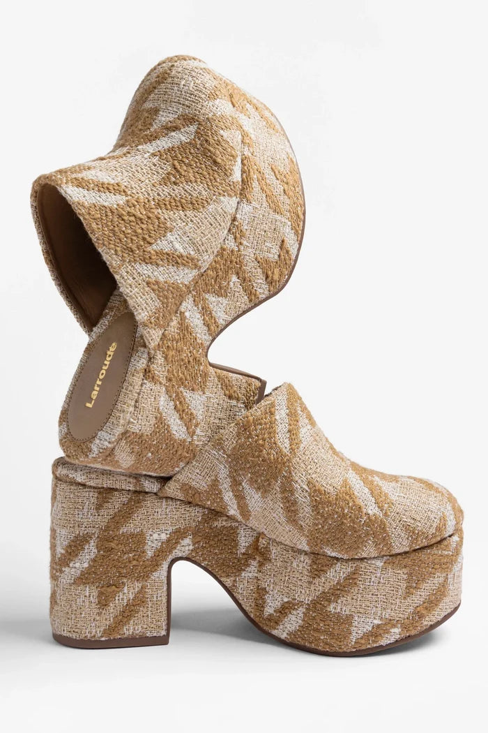 Miso Platform Clog Latte Fabric Clog Larroudé