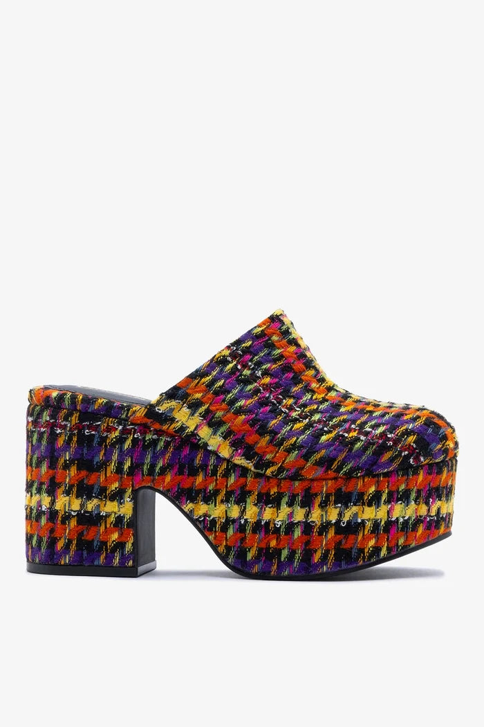Miso Platform Clog Multicolor Printed Tweed Clog Larroudé 5 Multicolor