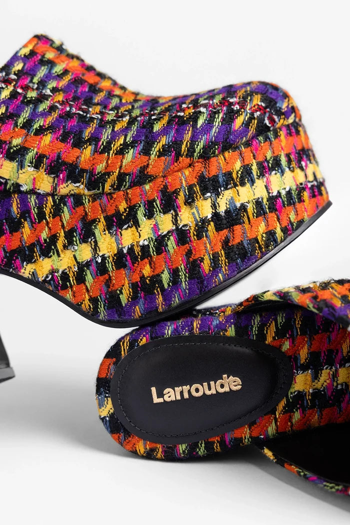 Miso Platform Clog Multicolor Printed Tweed Clog Larroudé