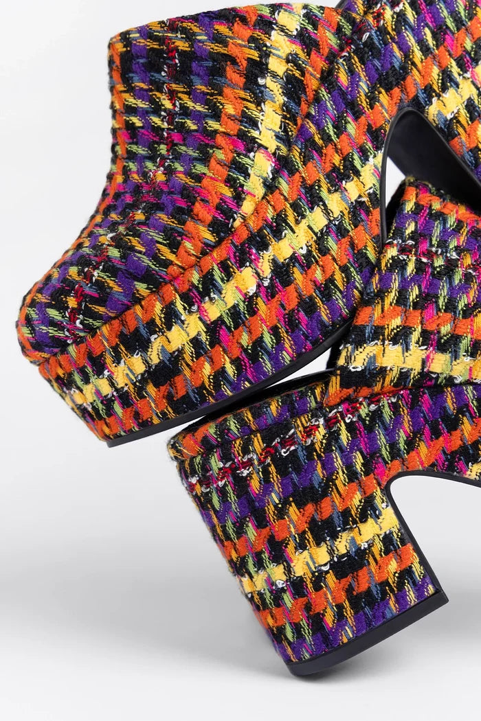 Miso Platform Clog Multicolor Printed Tweed Clog Larroudé